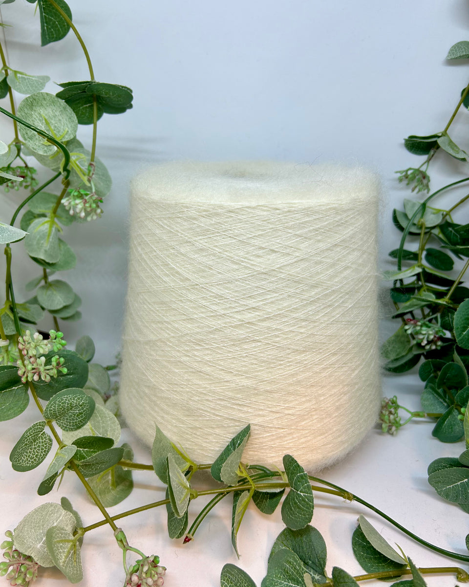 Fil à Tricoter Lineapiu Bianco Ottico – Mohair – Pelote 1Kg065 – Cône – Italie – Neuf