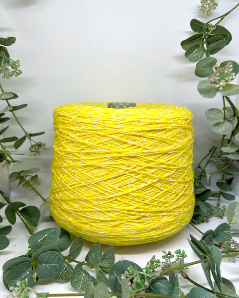 Tweed effect 50% cotton 50% wool | yellow-white