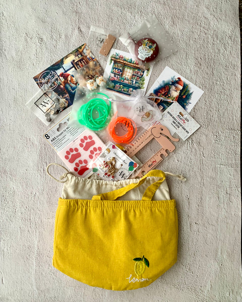 Christmas Accessory Kit "All you need" with knitting notions and Project bag