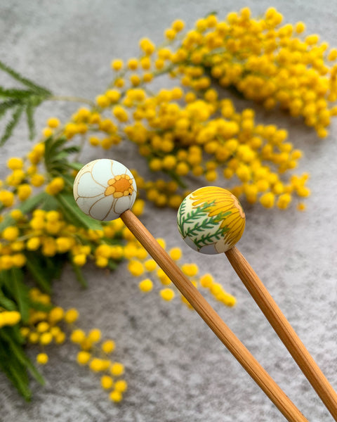 Knitting needle stoppers x2 | Spring Flowers
