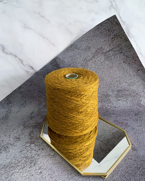 Slubby Green (Tweed) 100% wool | golden yellow