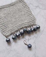 Stitch Markers Set "Gemstones" | NUMBERS & LETTERS | dark silver