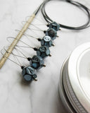 Stitch Markers Set "Gemstones" | NUMBERS & LETTERS | dark silver