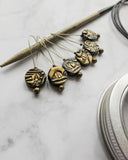 Stitch Markers Set "Azulejo" | NUMBERS & LETTERS | gold-black