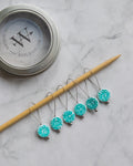 Stitch Markers Set "Azulejo" | NUMBERS & LETTERS | turquoise