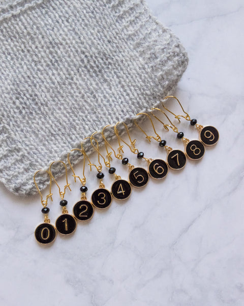 Stitch Markers Set "Numbers" | black & gold