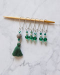 Stitch Markers Set of 6 "Oriental Princess" | Emerald
