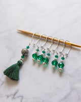 Stitch Markers Set of 6 "Oriental Princess" | Emerald