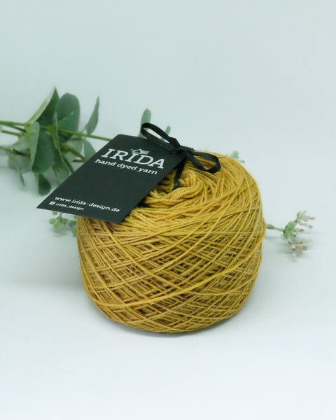 Naturally hand-dyed Sock Yarn 4-ply | Irida Design | Mustard yellow | 100g