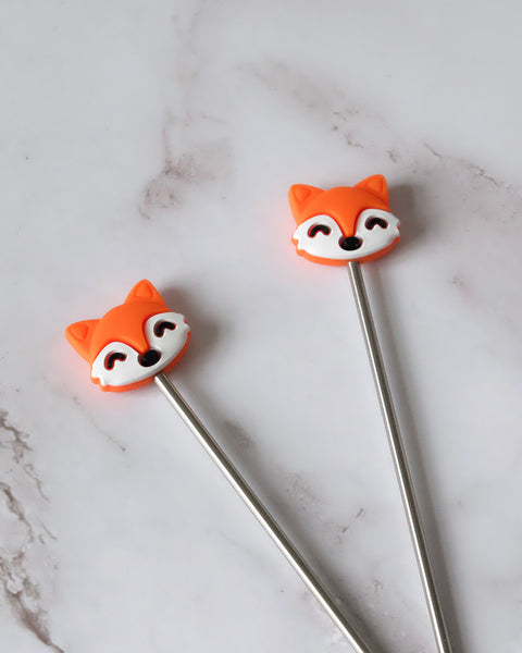 Knitting needle stoppers one pair Foxes